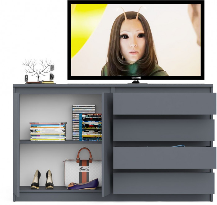 Мори Комод МК1600.1, цвет графит, ШхГхВ 160,4х41х94 см., НЕ универсальная сборка