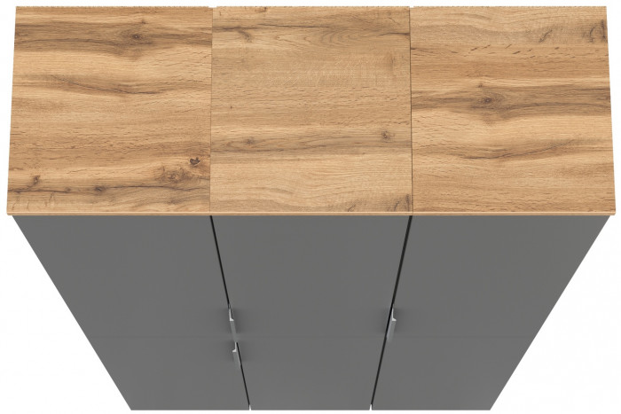 Октава 13.228 Шкаф-пенал + 13.228 Пенал + 13.228 Пенал, цвет серый графит/дуб крафт золотой/фасады МДФ серый графит, ШхГхВ 96,6х35,3х197,6 см, ун. сб.