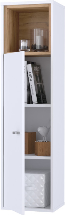 Бэль 10.63 Шкаф навесной, цвет дуб крафт золотой/белый премиум, ШхГхВ 32х27х120,4 см., универсальная сборка, два варианта подвешивания