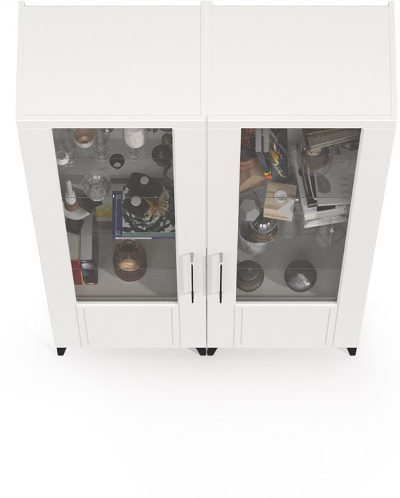 Валенсия Гостиная № 129, цвет ЛДСП белый шагрень/МДФ белый шагрень, ШхГхВ 110х38,1х225,2 см.