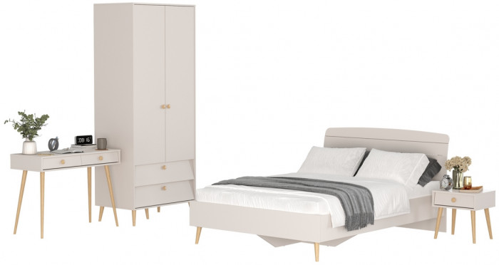 Афина Спальня 26-1400, цвет кашемир серый, сп.м. 1400х2000 мм., б/м, основание есть - фанера