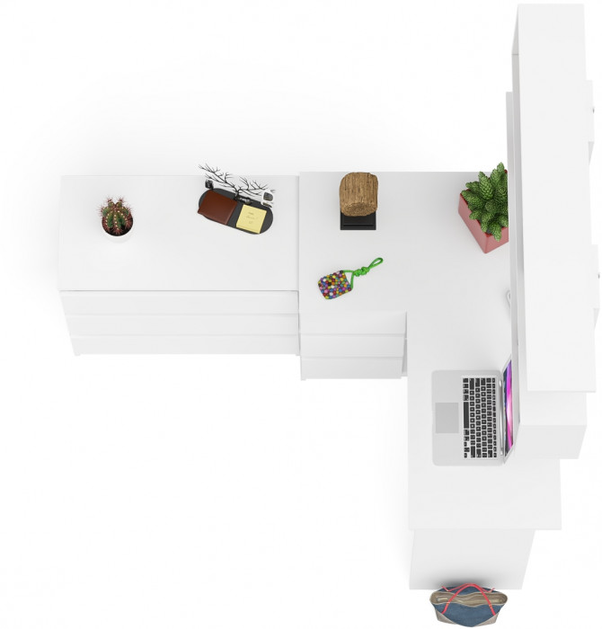 Мори компьютерный стол МС-16 левый + Комод МК800.1 + Полка 1200, белый