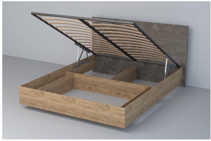 Кровать 1,6 арт.031 (ЛДСП) ПМ (Дуб Крафт Золотой/Белый Глянец)