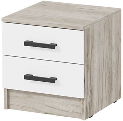 Тумба прикроватная Ронда, Дуб крафт серый, Белый