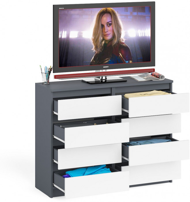 Мори Комод МК1200.8, графит/белый