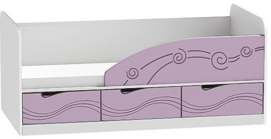 Кровать Бриз-4 80х160 Волна (Ирис/Белый/Правый)