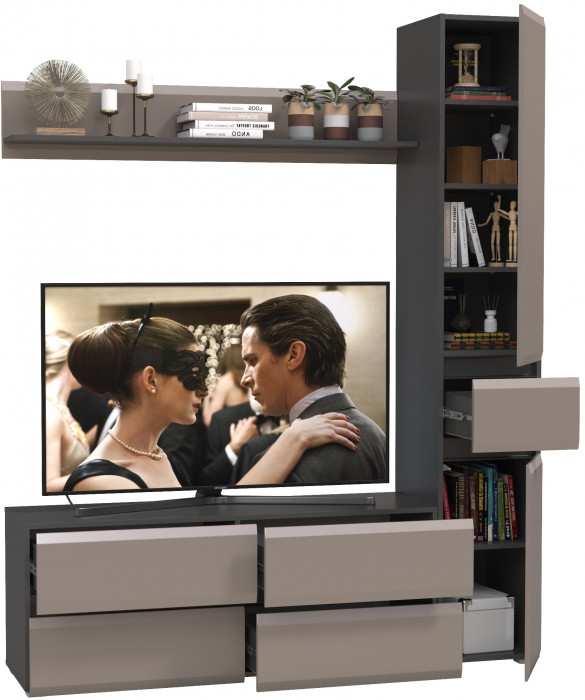 Сидней Комплектация № 051, корпус: антрацит/фасады: МДФ веллюто капучино