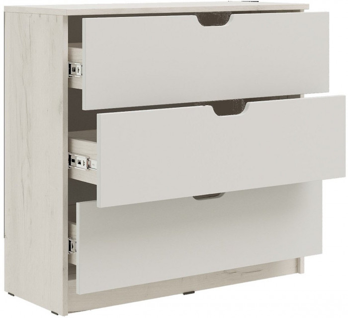 Юниор-4 Комод 3 ящика (800) (Шарли пинк, Крафт белый)