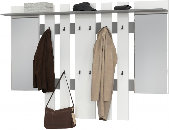 Лира ГК 2-3814+2-3814графбел Вешалка с зеркалом, графит/белый