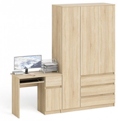 Мори компьютерный стол МС-1 правый + Шкаф МШ1200.1, дуб сонома