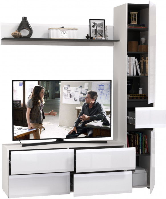 Сидней Комплектация № 051, корпус: белый/чёрный/фасады: МДФ белый глянец