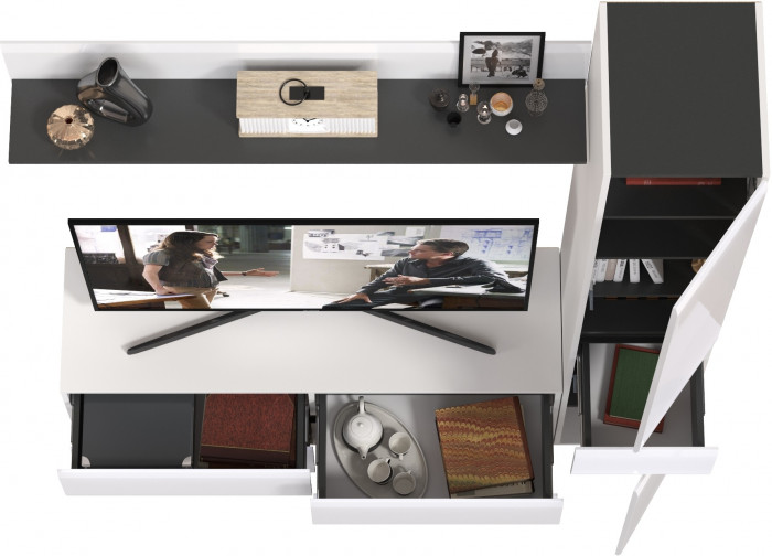 Сидней Комплектация № 051, корпус: белый/чёрный/фасады: МДФ белый глянец