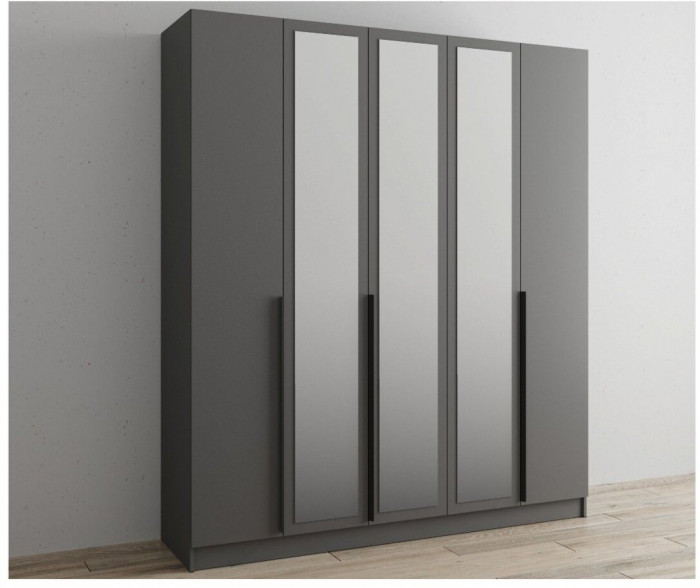 Шкаф Мадрид 2000 с зеркалом графит серый