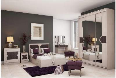 Модульная спальня Николь, композиция 1 (Ясень Шимо / Лиственница темная)