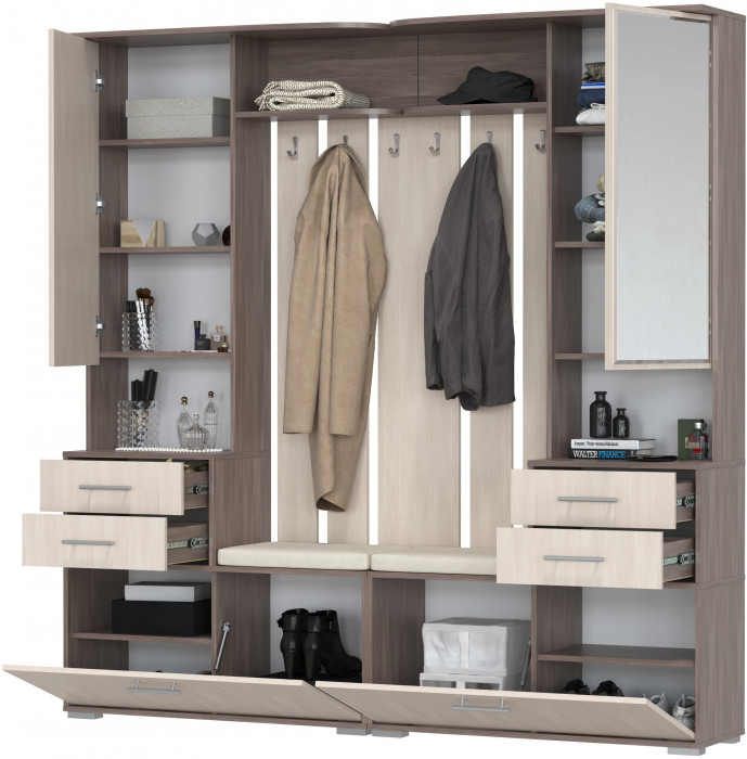 Два шкафа с вешалкой Домино 2-3431бод.тем/св, бодега тёмный/бодега светлый