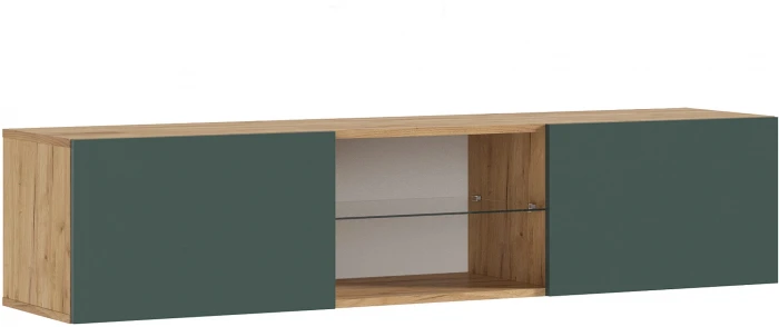 Норд Тумба ТВ подвесная, Крафт золотой/Изумрудный