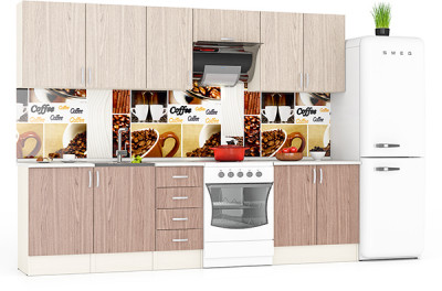 Кухня Мери 09 ШВ500+ШВ500+ШВ400+ШВв600+ШВ800+ШН500+ШНМ500+ШН4Я400+ШН800, дуб/ясень шимо светлый/тёмный