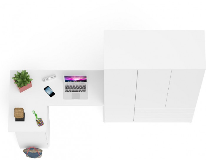 Мори компьютерный стол МС-16 левый + Шкаф МШ1200.1, белый