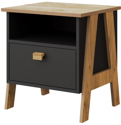 Тумба прикроватная "Скандинавия" - Антрацит/Дуб наварра