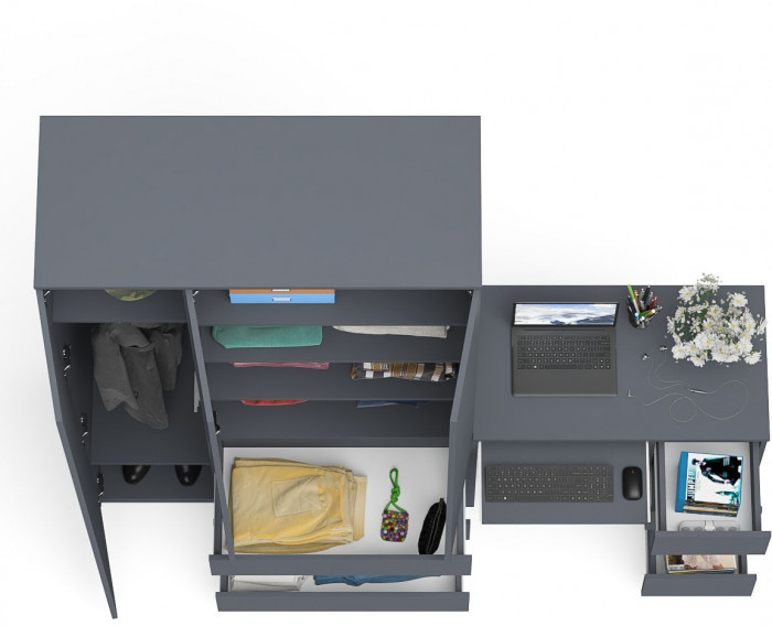 Мори Стол компьютерный МС-6 правый + Шкаф МШ1200.1, цвет графит, ШхГхВ 210,4х50,4х209,6 см., выдвижные ящики справа, НЕ универсальная сборка