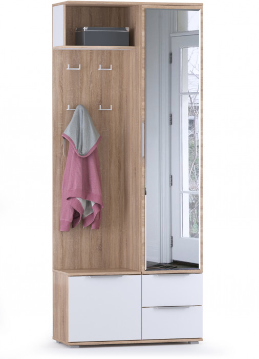 Куба Прихожая 17, цвет дуб сонома/белый премиум, ШхГхВ 172,8х38,3х210,6 см., универсальная сборка