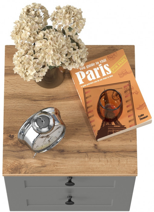 Остин 16.152 Тумба прикроватная, цвет серый графит/дуб крафт золотой, ШхГхВ 40х41,9х43,9 см.