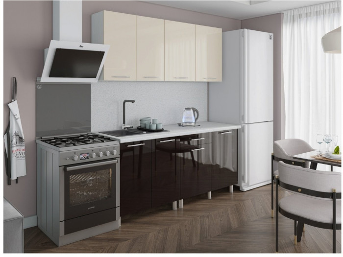 Кухонный гарнитур Танго 1,8м Ваниль/Горький шоколад