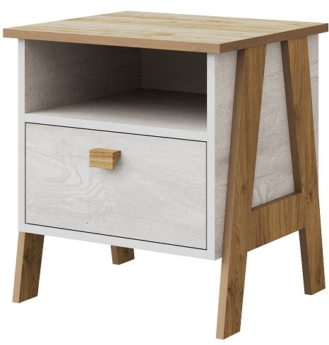 Тумба прикроватная "Скандинавия" - Бетон пайн светлый/Дуб наварра