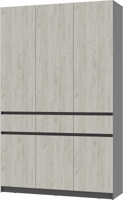 Шкаф 3-х створчатый "Багира" ШК-08 Графит/Крафт белый
