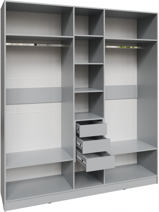 Шкаф Мадрид (2,0) с 3 ящ. внутри с зеркалом, Камень серый