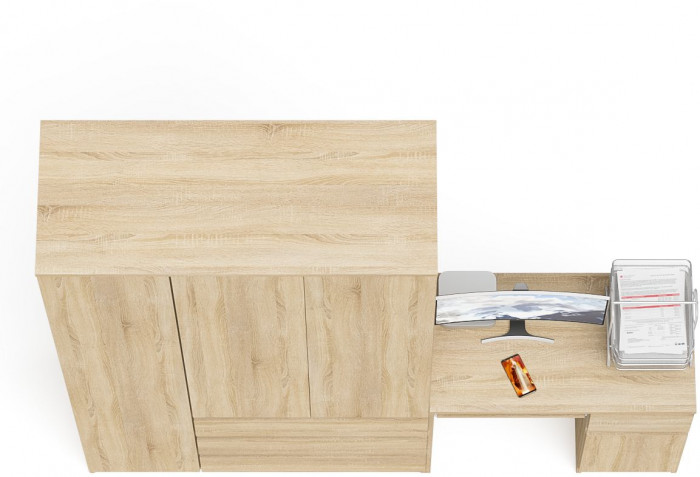 Мори Стол компьютерный МС-1 правый + Шкаф МШ1200.1, цвет дуб сонома, ШхГхВ 210,4х50,4х209,6 см., выдвижной ящик справа, НЕ универсальная сборка
