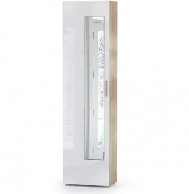 Лайн 08.122 Шкаф для одежды, дуб крафт серый/фасады МДФ белый глянец