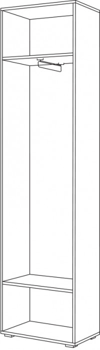 Лайн 08.122 Шкаф для одежды, дуб крафт серый/фасады МДФ белый глянец