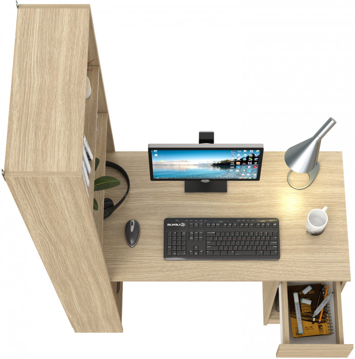 Лайт Шкаф комбинированный 10.01 (Стол письменный), цвет плэйн, ШхГхВ 115,3х58,2х179 см., универсальная сборка(обязательно крепление к стене)