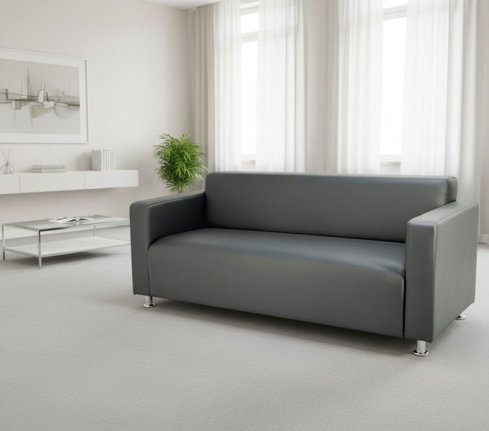 Диван прямой Томи, 180 см, экокожа, темно-серый