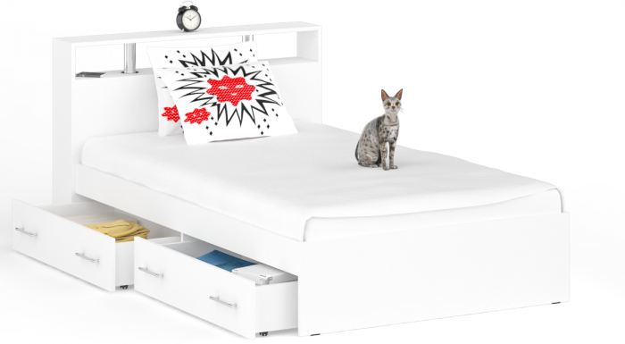 Камелия Кровать с ящиками 1200, белый