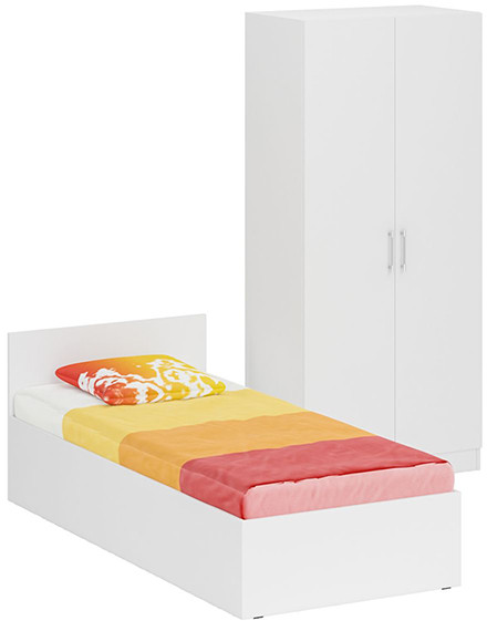 Кровать 0900 + Шкаф 2-х створчатый Стандарт, белый