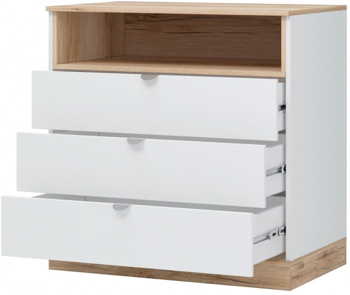 Юкки КМ3Я-900 Комод 3 ящика Дуб делано/Белый