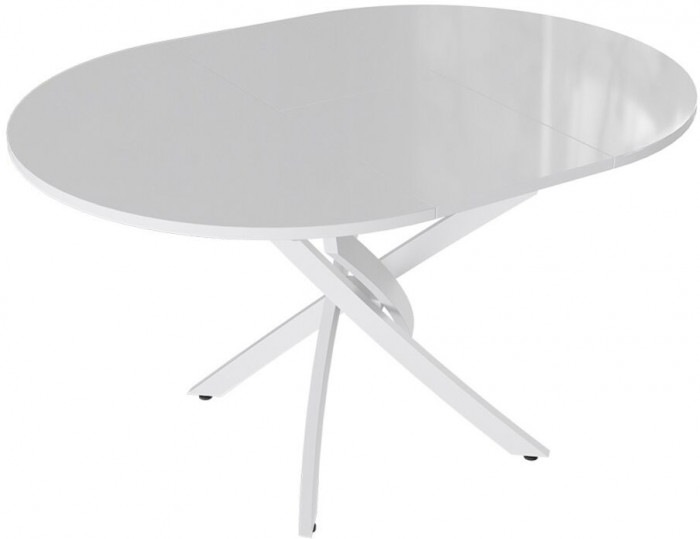 Стол обеденный Галакси, Белый муар/Белый глянец