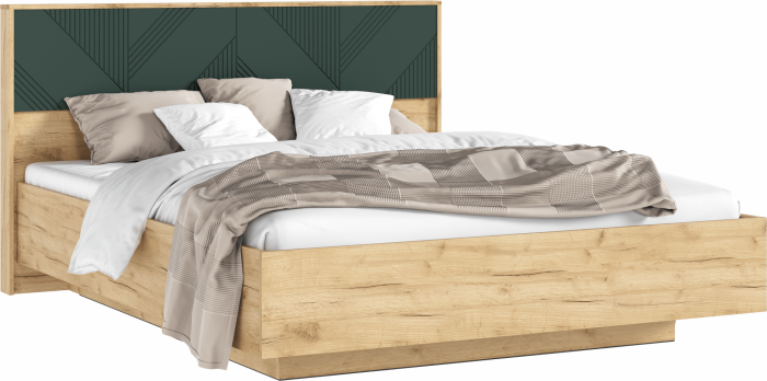 Ирис Кровать парящая 160 с ортопедом металл, крафт золотой/браш грин