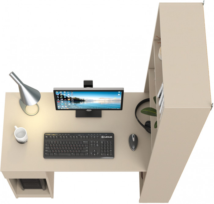 Лайт Шкаф комбинированный 10.01 (Стол письменный), цвет сатин, ШхГхВ 115,3х58,2х179 см., универсальная сборка(обязательно крепление к стене)