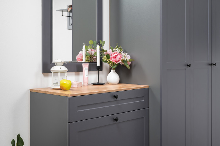 Остин Прихожая 34, цвет серый графит/дуб крафт золотой, ШхГхВ 160х54,3х229,6 см., универсальная сборка