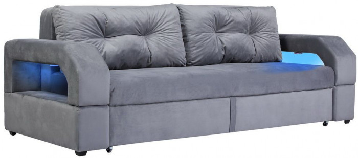 Диван-кровать Манчестер, еврокнижка, велюр, 160х195, серый