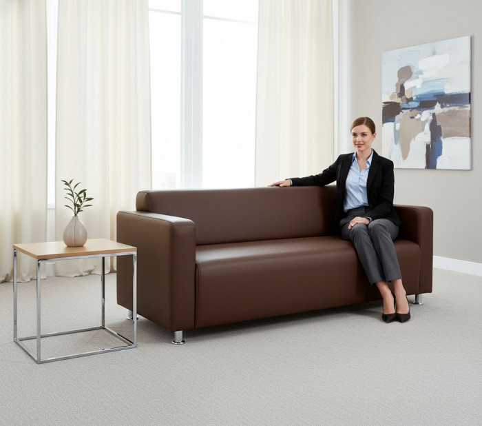 Диван прямой Томи, 160 см, экокожа, коричневый