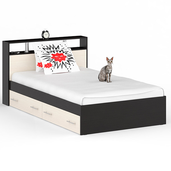 Камелия Кровать с ящиками 1200, венге/дуб лоредо