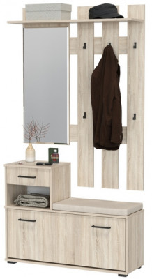 Лира ГК Прихожая 1 2-0714+2-3814 Тумба под обувь + Вешалка с зеркалом, дуб сонома
