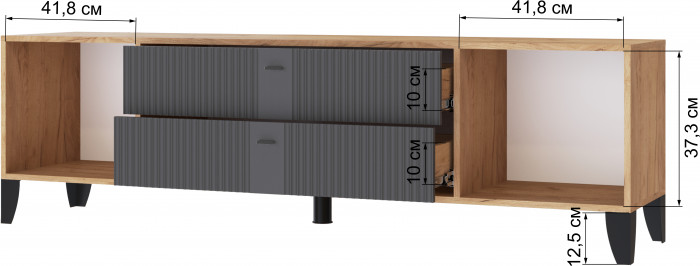 Тумба ТВ Парус-10 дуб крафт золотой/карбон вулкан