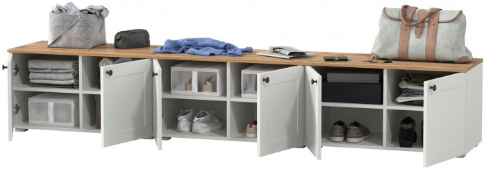 Остин 13.257 Тумба + 13.257 Тумба + 13.257 Тумба, белый шагрень/дуб крафт золотой