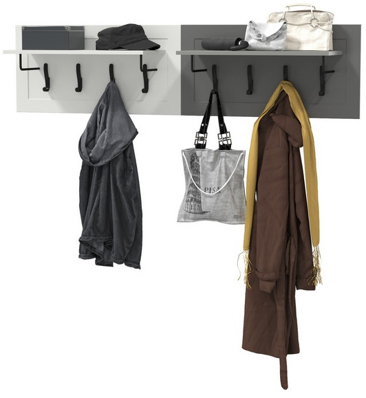 Остин 15.12 Вешалка + 15.12 Вешалка, цвет белый шагрень/серый графит, ШхГхВ 159,4х29,6х39,7 см., универсальная сборка