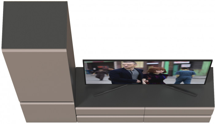 Сидней Комплектация № 005, цвет корпус: антрацит/фасады: МДФ веллюто капучино, ШхГхВ 179,9х41,3х205,2 см., ниша для ТВ 129х41х100 см., универс. сборка